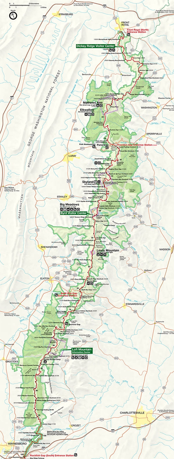 Shenandoah National Park Map